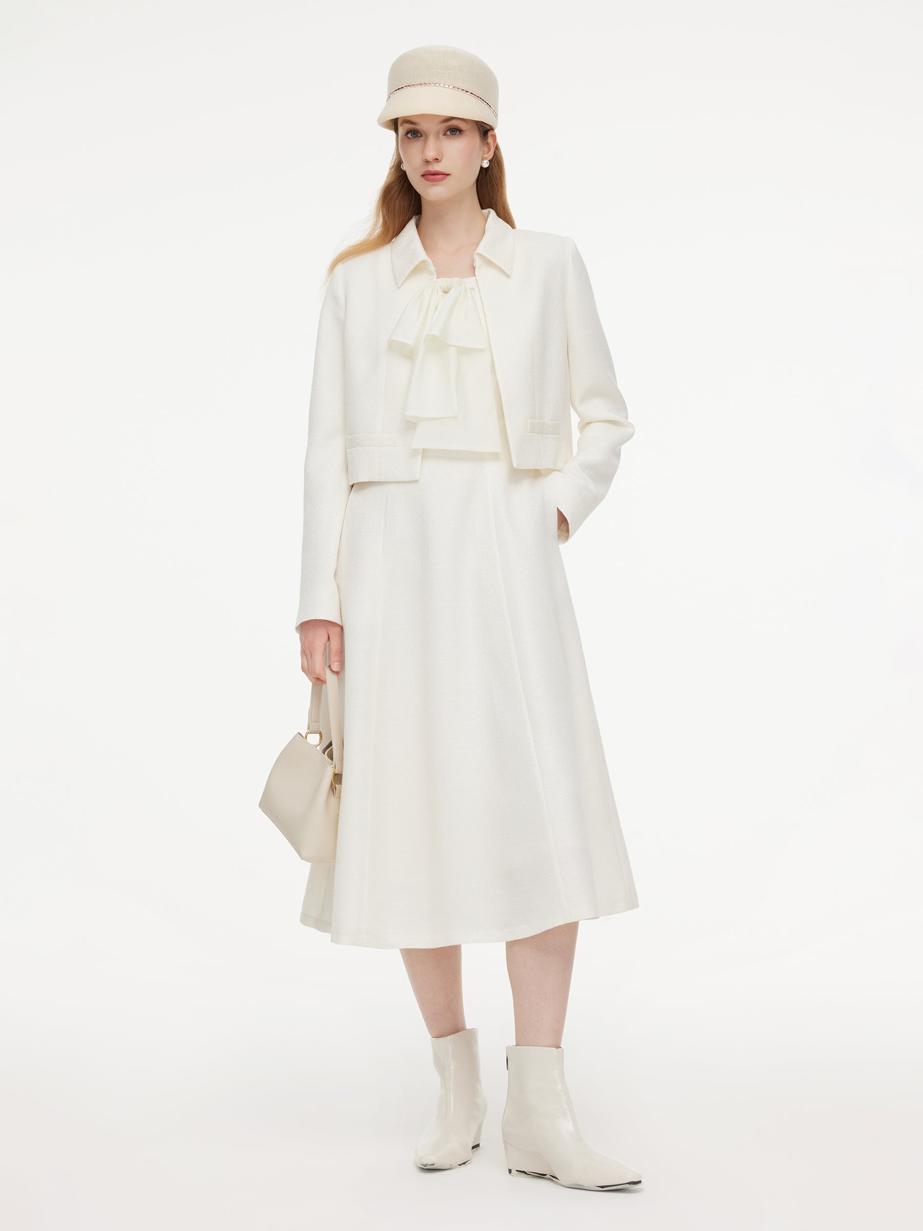 Wool Blend Tweed Cropped Jacket And Sleeveless Dress Two-Piece Set GOELIA