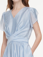Tencel Blend Twist Front V-Neck Women Maxi Dress GOELIA