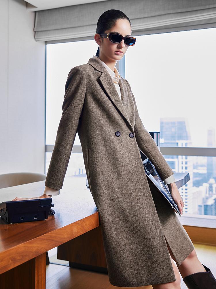 Washable Wool Notched Lapel Women Coat GOELIA