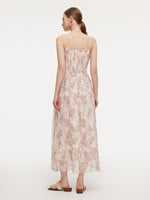 10MM Mulberry Silk Paisley Print Women Strap Maxi Dress GOELIA