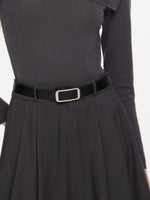Lyocell Blend Boat Neck Women Mock Layered Maxi Dress With Belt GOELIA