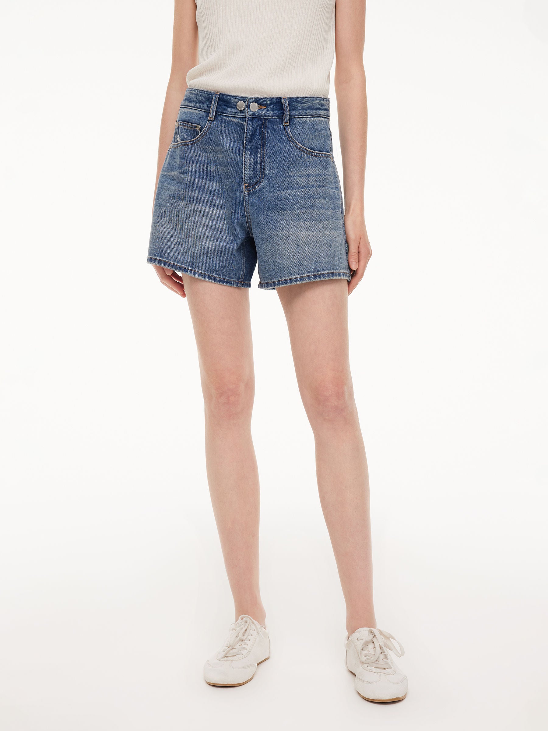 100% Cotton Denim A-Line Women Shorts GOELIA