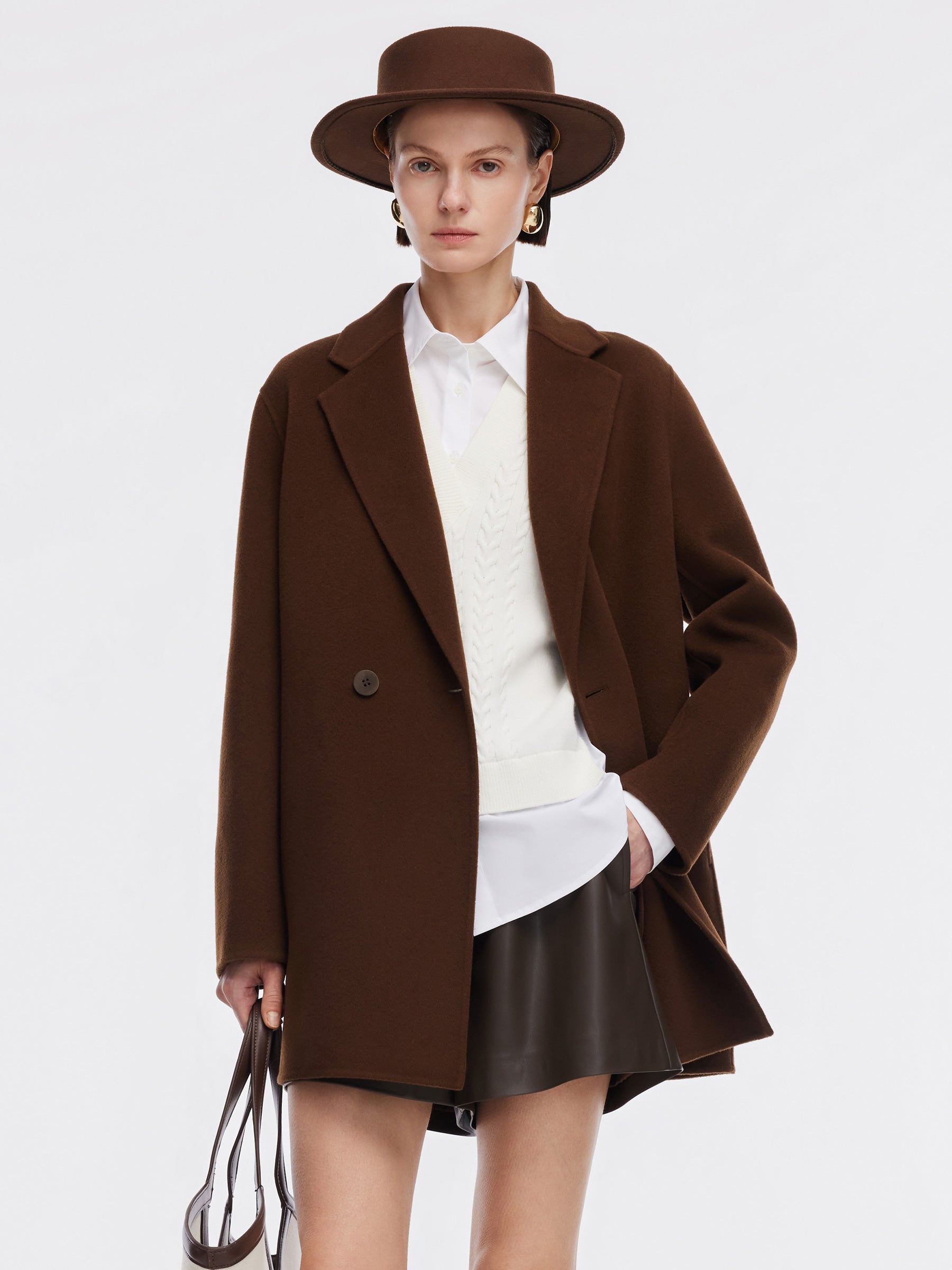 Cashmere Wool Blend Double-Faced Women Coat GOELIA