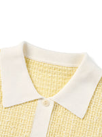 Contrast Collar Women Knit Polo Tank Top GOELIA