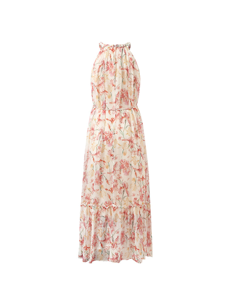 Robe Longue BCBG Max Azria En Soie - Sans Bretelles à Volants - Taille 2 - Neuve Avec Étiquette