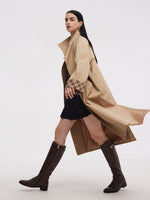 Cotton Color Block Cuffs Unisex Trench Coat GOELIA