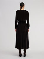 Velvet Twist Front Knit Top And Skirt Two-Piece Set With Floral Ribbon GOELIA
