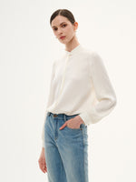 22MM Mulberry Silk Women Stand Collar Shirt GOELIA