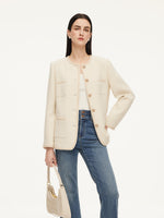 Wool Blend Tweed Braided Trim Women Jacket GOELIA