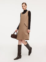 Washable Wool Cashmere Blend Sleeveless Dress And Velvet Knit Top Two-Piece Set GOELIA