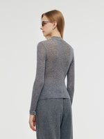 100% Wool Mock Neck Women Long Sleeve Top GOELIA