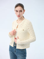 100% Wool Open Knit Women Cardigan GOELIA