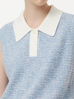 Contrast Collar Women Knit Polo Tank Top GOELIA