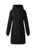 Hooded Goose Down Coat With Knit Cuff GOELIA