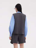 Wool Blend Vest And Blouse Two-Piece Set GOELIA