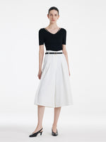 Tencel-Silk Blend Cut-out Neck Women Knitted Top GOELIA