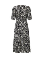 Iris Print V-Neck Tied Women Midi Dress GOELIA