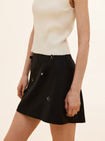 100% Worsted Wool Women Beaded Mini Skirt GOELIA