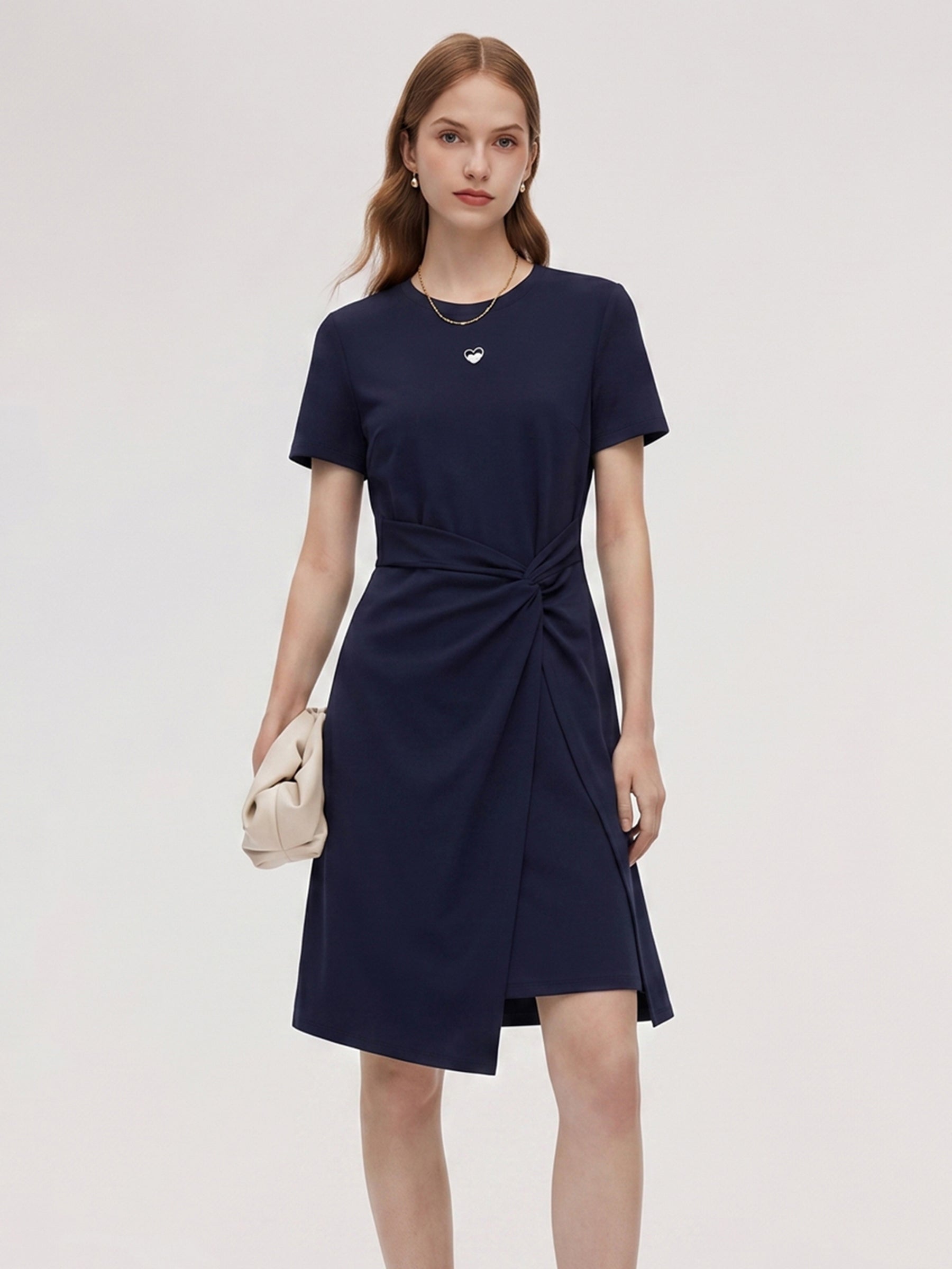 Preview] Side Twist Asymmetrical Hem Women Knit Midi Dress – GOELIA