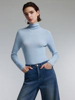 [Preview] 100% Wool Turtleneck Women Seamless Knit Top GOELIA