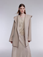 [Preview] Cashmere Wool Blend Women Hooded Wrap Coat GOELIA