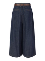100% Cotton Denim Women Culottes With Belt GOELIA
