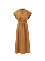 V-Neck Gathered Waist Women Maxi Dress GOELIA