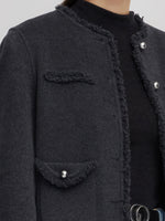 100% Wool Frayed Edge Women Jacket GOELIA