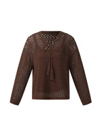 Linen Blend Openwork Pullover And Knit Tank Two-Piece Set GOELIA