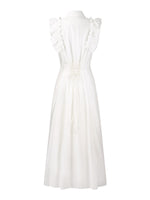 Lyocell Blend Ruffle Women Maxi Dress With Ribbon And 100% Cotton Lining GOELIA