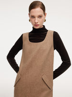 Washable Wool Cashmere Blend Sleeveless Dress And Velvet Knit Top Two-Piece Set GOELIA