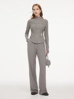[Preview] Double-Brushed Stretch Zip Jacket And Pants Two-Piece Set GOELIA
