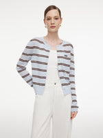 Navy Combo Stripe Women Cardigan GOELIA