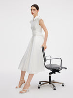 Tencel Blend Ruffle Cap Sleeve Women Maxi Dress GOELIA