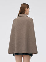 100% Washable Wool Beige Check Cape And Vest Two-Piece With Belt GOELIA