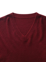 Wool Blend Women V-Neck Knit Top With Ribbon GOELIA