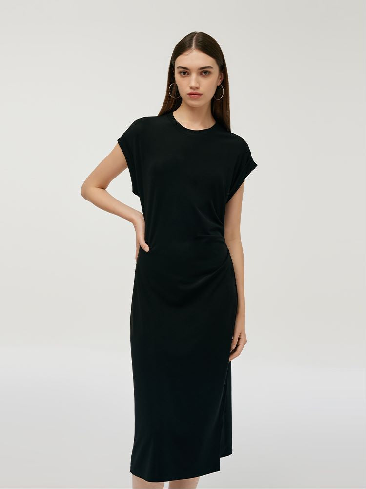 Acetate Side Slit Women Midi Dress GOELIA