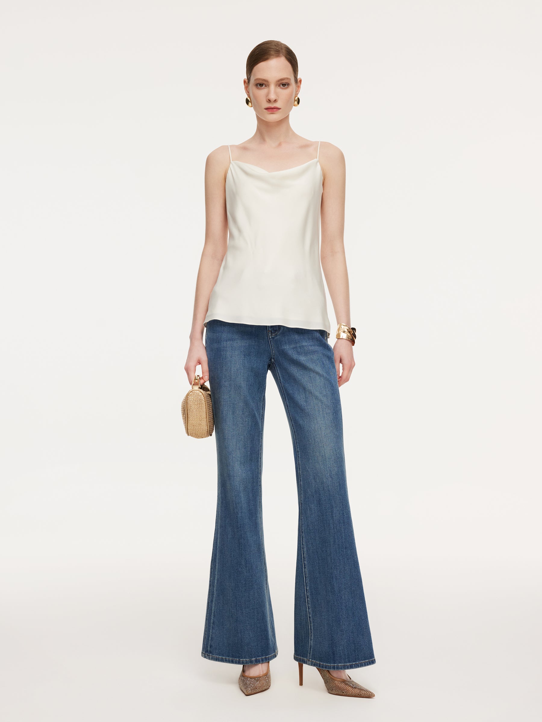 [Preview] 22MM Mulberry Silk Cowl Neck Women Camisole With Scrunchie GOELIA