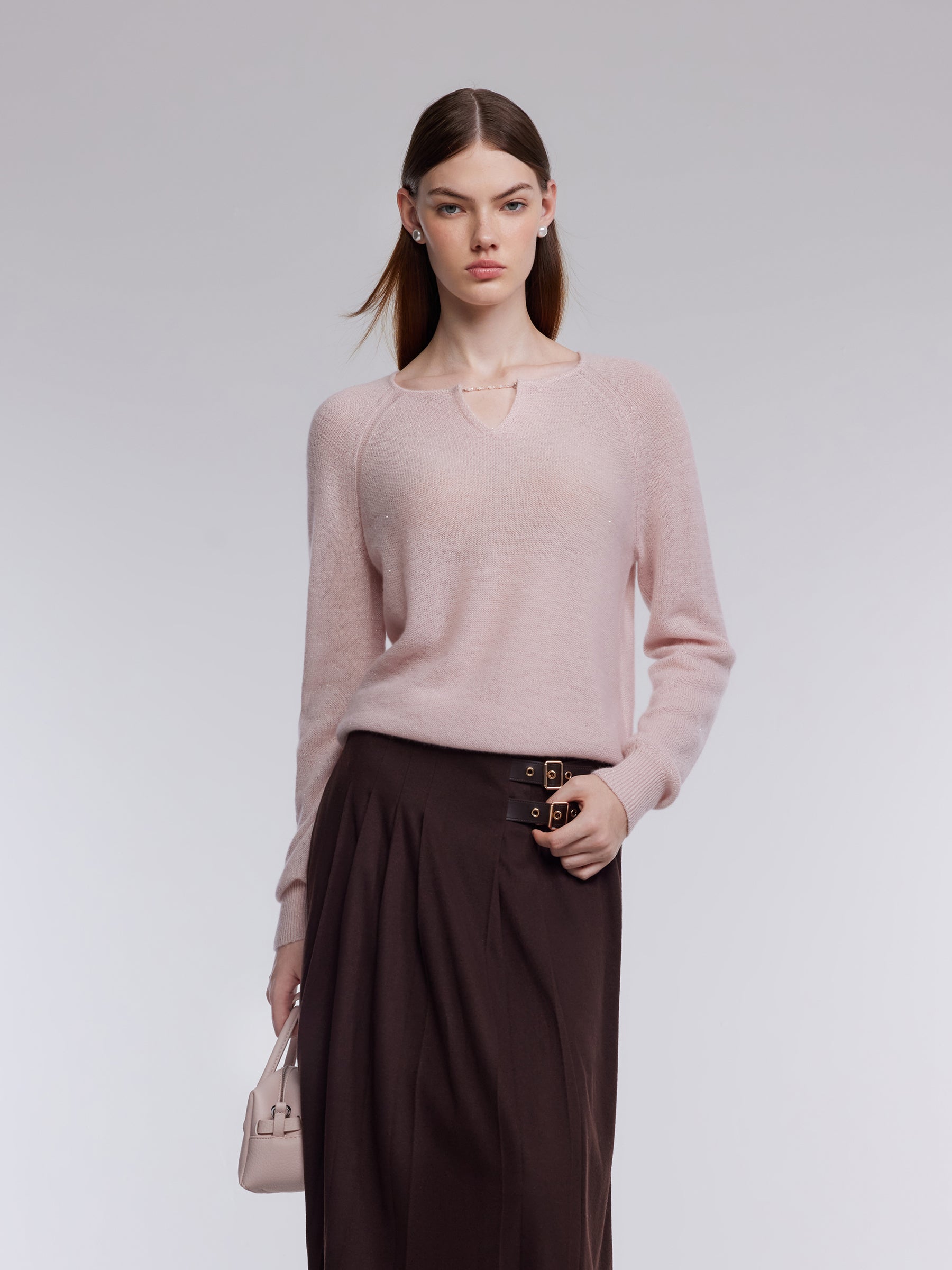 100% Cashmere Sequins Women Sweater GOELIA