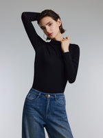 [Preview] Tencel Acetate Silk Blend Women Mock Neck Knit Top GOELIA