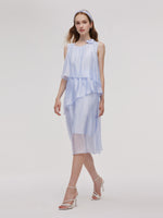 Ruffle Women Tiered Vest Midi Dress With Hairband And Bowknot Choker GOELIA