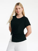 Acetate Waist Twist Asymmetric Hem Women Knit Top GOELIA