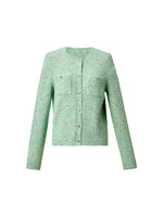 Melange Green Single Breasted Women Cardigan GOELIA
