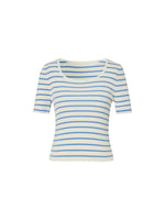 Lyocell Blend Stripe Square Neck Women Knit Top GOELIA