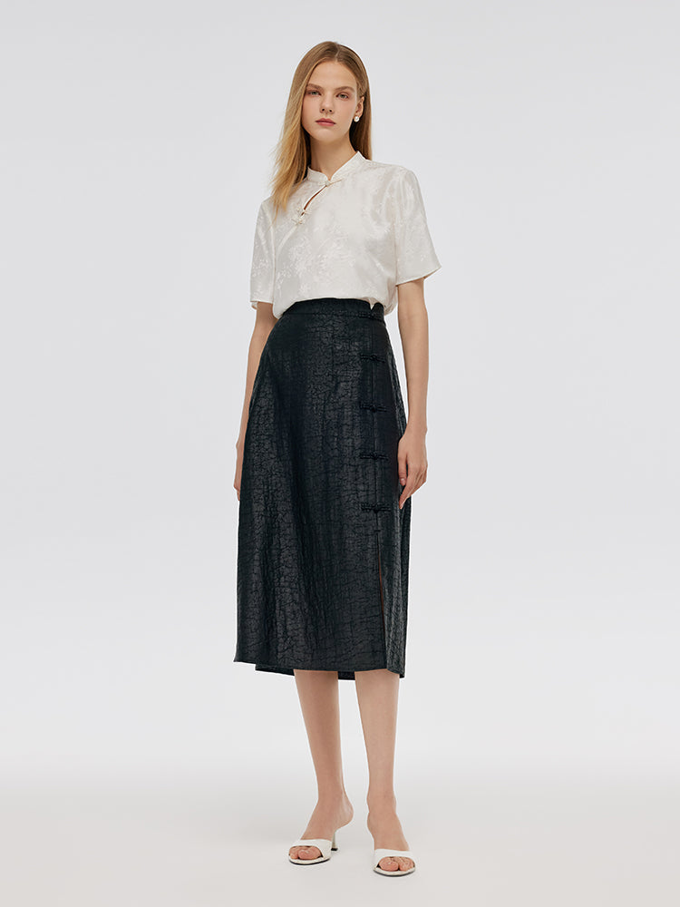 18 Momme Xiang Yun Silk Women Midi Skirt GOELIA