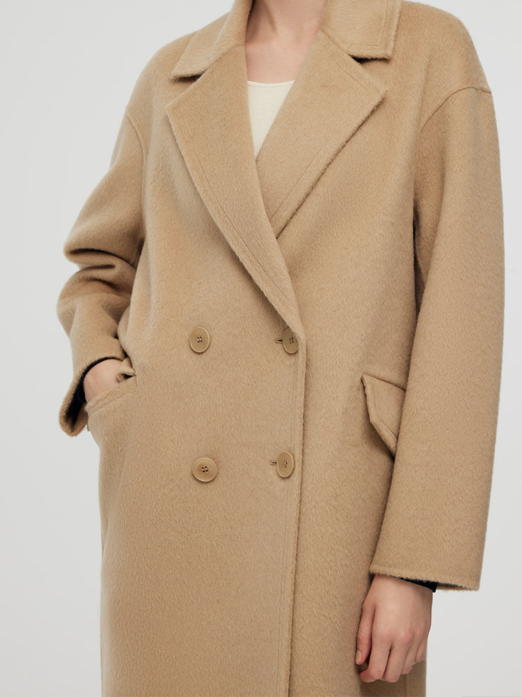 Alpaca Wool Notched Collar Women Coat GOELIA