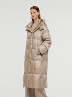 Rose Gold Unisex Hooded Long Goose Down Coat GOELIA