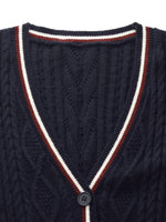 Wool Blend Contrast Trim Women Cardigan GOELIA