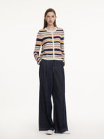 100% Cotton Multicolored Stripe Women Cardigan GOELIA