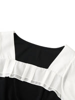 Color Block Square Neck Women Knit Mini Dress GOELIA